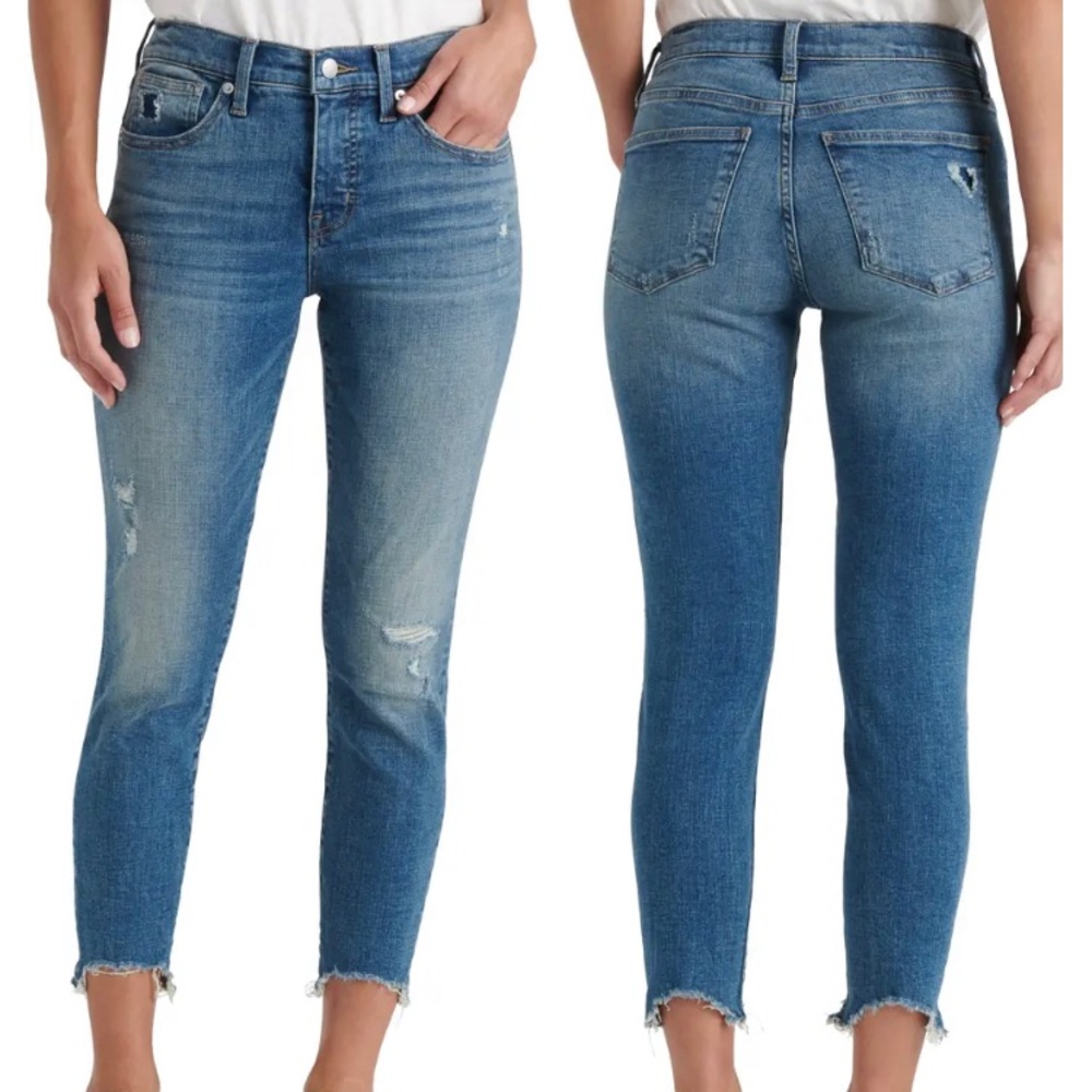 Ava Distressed Hem Crop Skinny Jeans